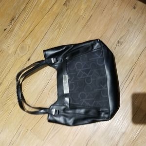 Calvin Klein black multi pocket handbag